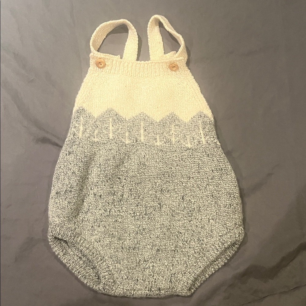 Buho Cream and Gray Alpaca Knit Baby Romper